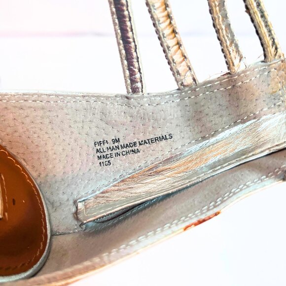 Steve Madden 9M Silver Sparkly Strappy Heels | Rhinestone Stilettos 4.5" - Picture 5 of 10